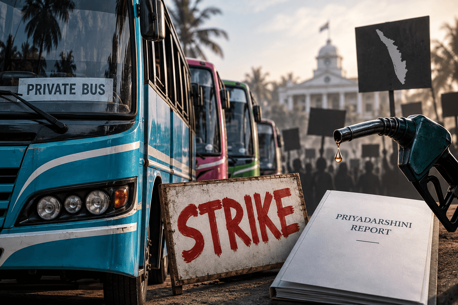 കുറഞ്ഞ നിരക്ക് 15 രൂപയാക്കണം, ഡീസൽ സബ്‌സിഡി കൂട്ടണം; വിദഗ്ധ സമിതി റിപ്പോർട്ടിൽ അതൃപ്തി പ്രകടിപ്പിച്ച് സ്വകാര്യ ബസുടമകൾ പണിമുടക്കിലേക്ക്