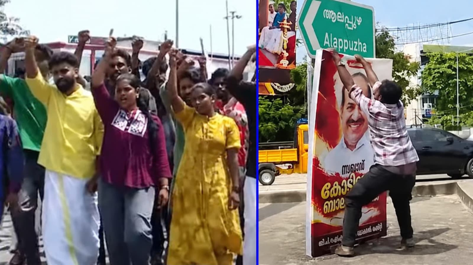 കൊല്ലത്ത് കോടിയേരി അനുസ്മരണ ഫ്ലെക്സ് ബോർഡ് എസ്എഫ്ഐ പ്രവർത്തകർ വലിച്ചുകീറി; ഇടപെട്ട് മാറ്റി ജില്ലാ നേതൃത്വം